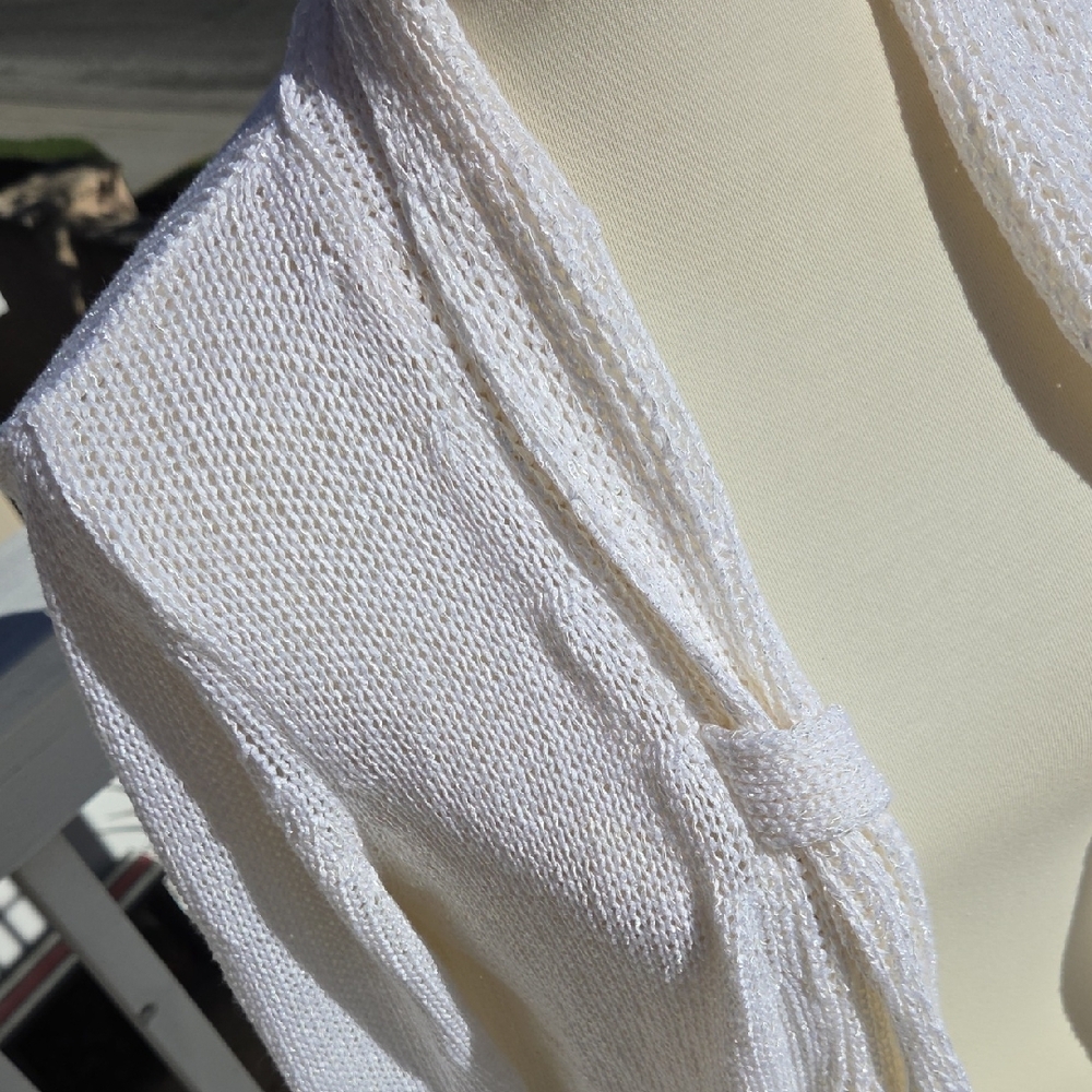 Angel Apparel Large White Open Front Cardigan - Picture 2 of 5